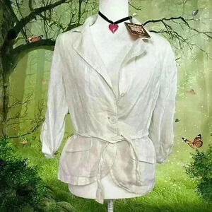 NWT Y2k 90s RARE 100% Linen White Juicy Couture Blazer Size 10